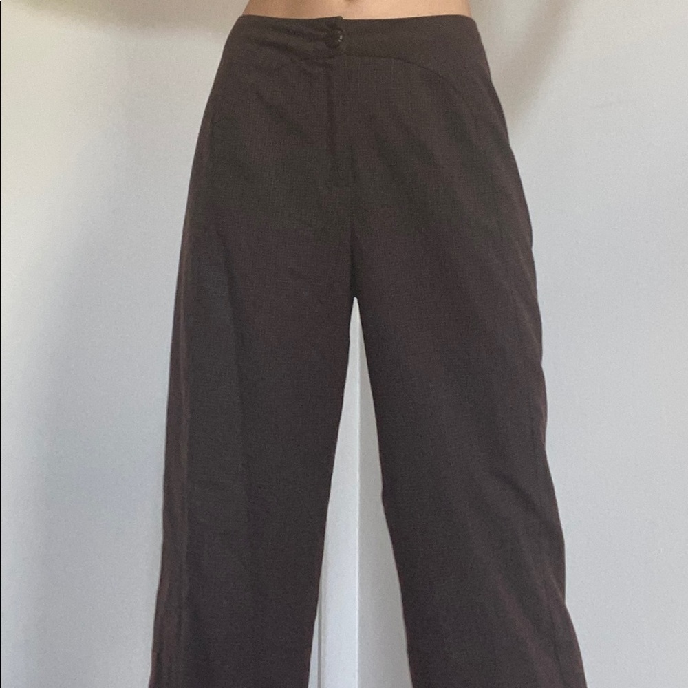 high waisted lilith brown plaid trousers